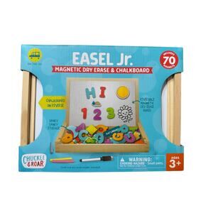Chuckle & Roar - Easel Jr. Magnetic Dry Erase & Chalk Playing Board Set - New